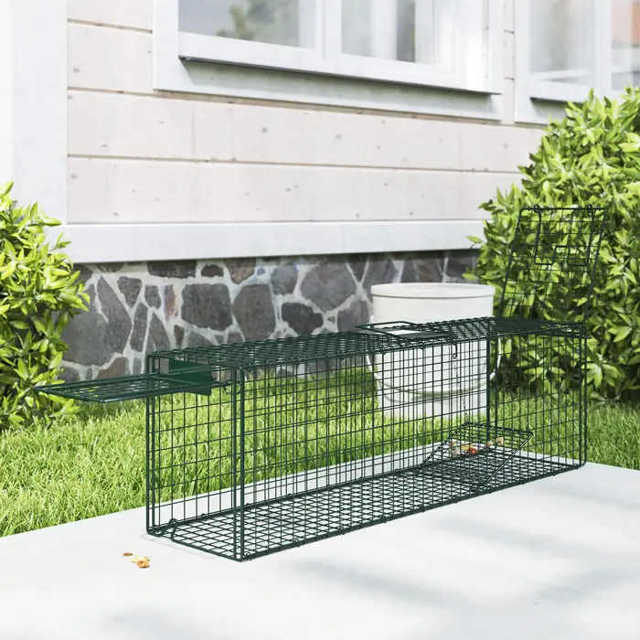 Piège à animaux 100x24x30 cm avec portes doubles - Capture rats intérieur extérieur - Cadre acier robuste