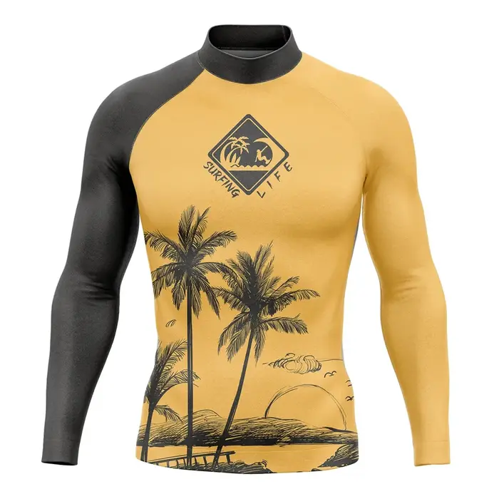 Chemises de surf Rashguard pour hommes, vêtements de bain, chemise de protection solaire UV, vêtemen