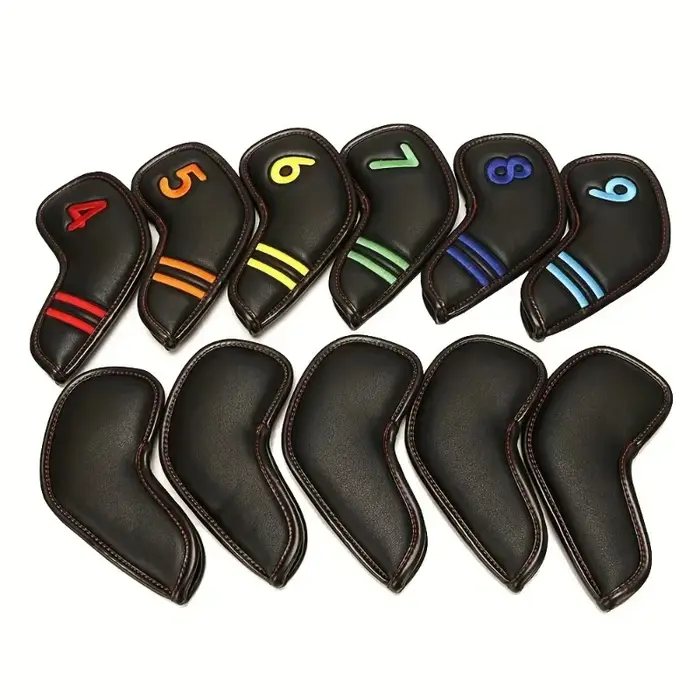 11 housses de tête de club de golf en matériau imperméable avec attaches Velcro, associées à des acc
