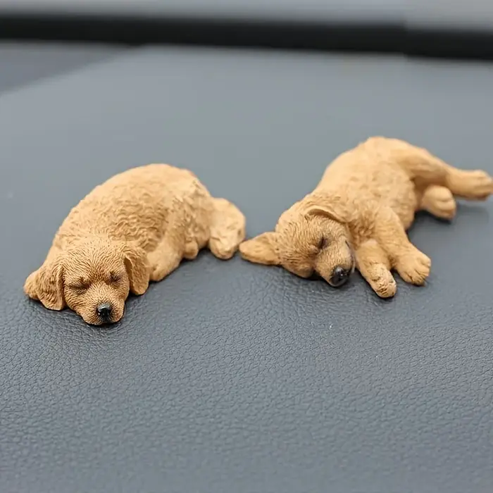 2 figurines de chien Golden Retriever en résine, mignonnes, pour décoration de tableau de bord de vo