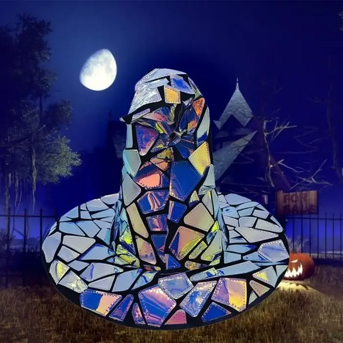 Chapeau sorcière pour femmes, chapeau sorcière Cosplay fête d'halloween avec patchs couleur Y08E