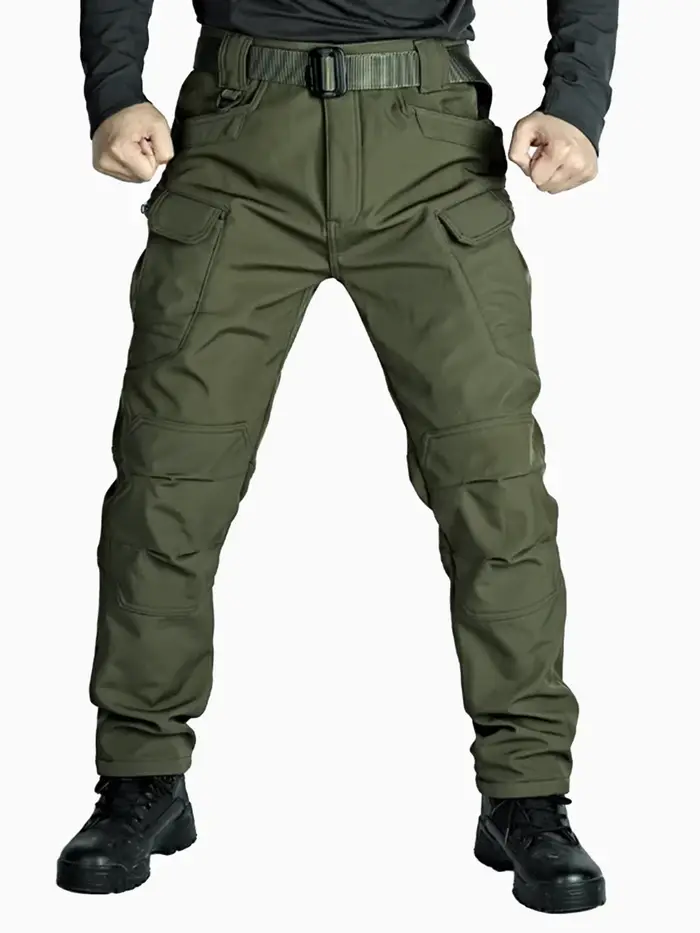 Pantalon cargo large 5XL-6XL en polaire pour chasse confortable avec poches à rabat
