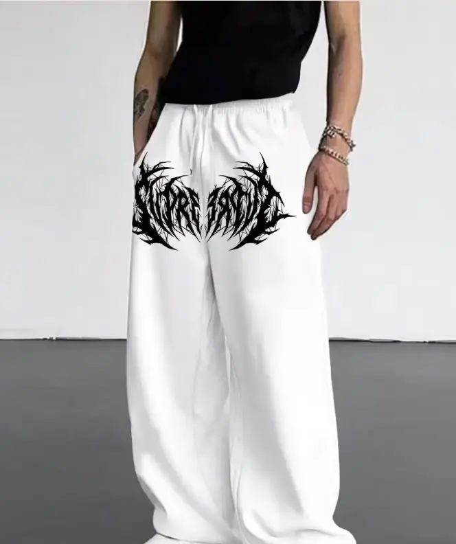 Pantalon décontracté 2026 à jambe droite imprimé, coupe large, pour hommes et femmes, idéal printemp