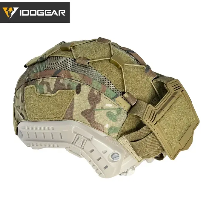Housse de casque tactique IDOGEAR Maritime avec poche batterie NVG - Couverture camouflage chasse 3812