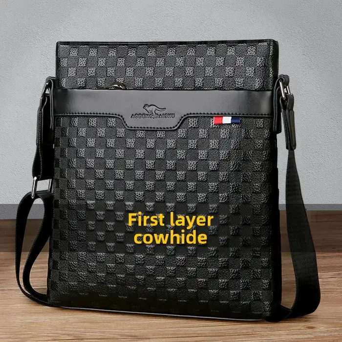 Sac à bandoulière simple en cuir de vache véritable pour hommes, nouveau Style 2025, sac d'affaires 