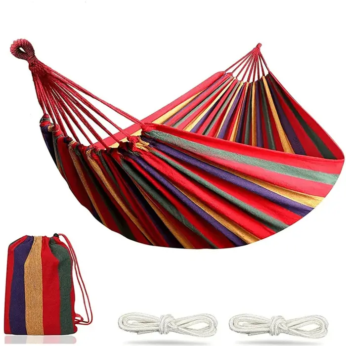 Lit suspendu arc-en-ciel en coton pour 1 à 2 personnes, hamac à rayures, balançoire Portable 260x80c