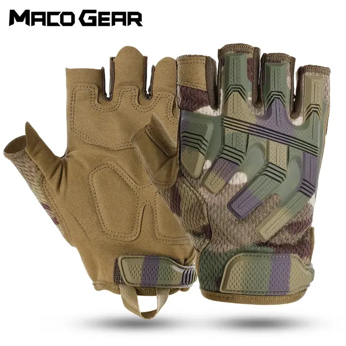 Gants tactiques mi-doigts antidérapants - Protection anti-choc pour chasse et sports outdoor