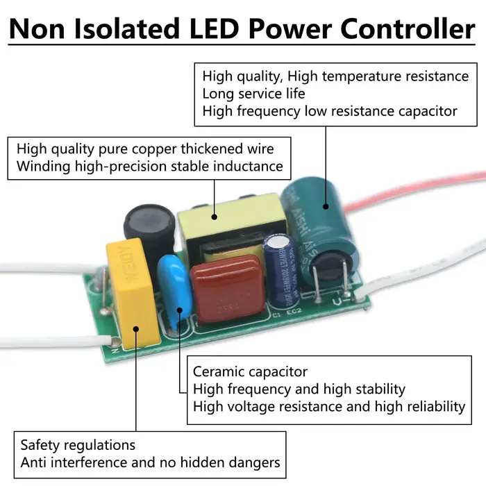 Contrôleur de puissance LED Non isolé 24-36W, pilote LED DC80-120V AC220-240V, alimentation 300mA, t