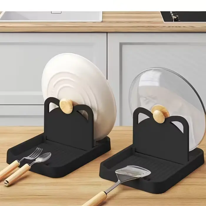 Support de cuillères et pince à pot multifonctionnel en silicone pour comptoir cuisine rangement élégant et pratique pour couvercles et couverts occasions spéciales