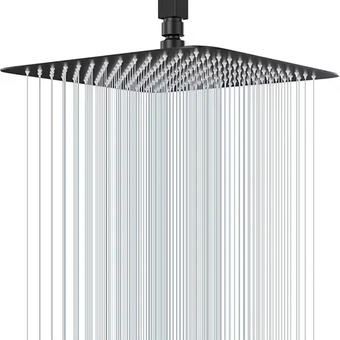 Pommeau de douche cascade haute pression inox argenté doré noir 8 10 12 pouces débit puissant