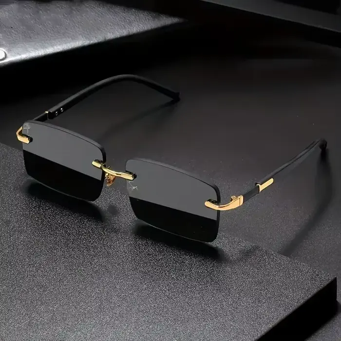 Lunettes de soleil sans bords rectangulaires, mode populaire pour femmes et hommes, petites lunettes