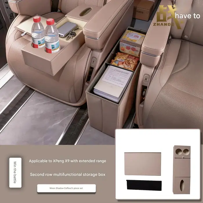 [Livraison Rapide] Boîte de Rangement Multifonctionnelle pour la Deuxième Rangée XPENG X9 2025/2026,
