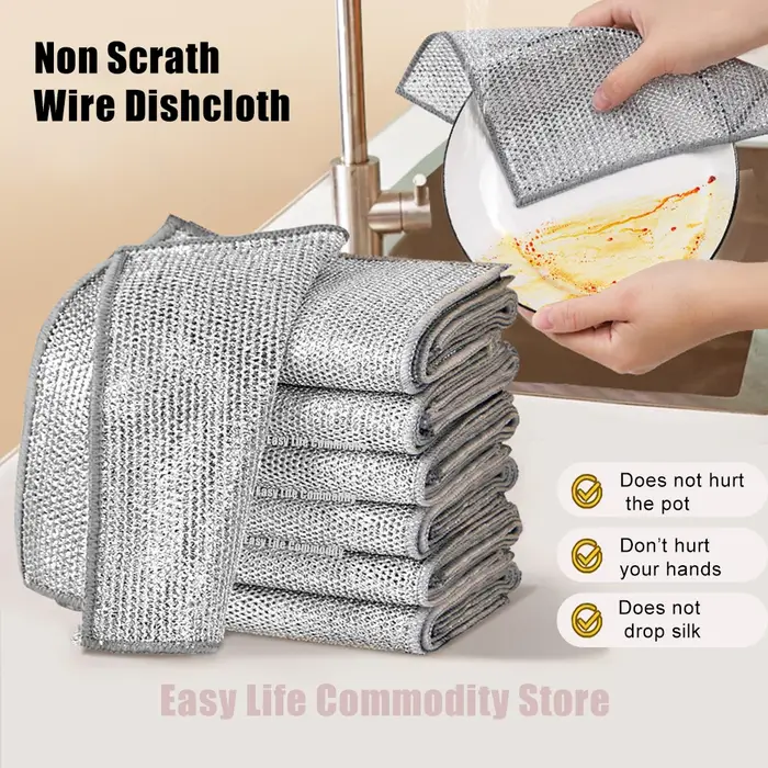Chiffon à vaisselle en fil métallique, torchon multifonctionnel anti-rayures pour livres, cuisine, H
