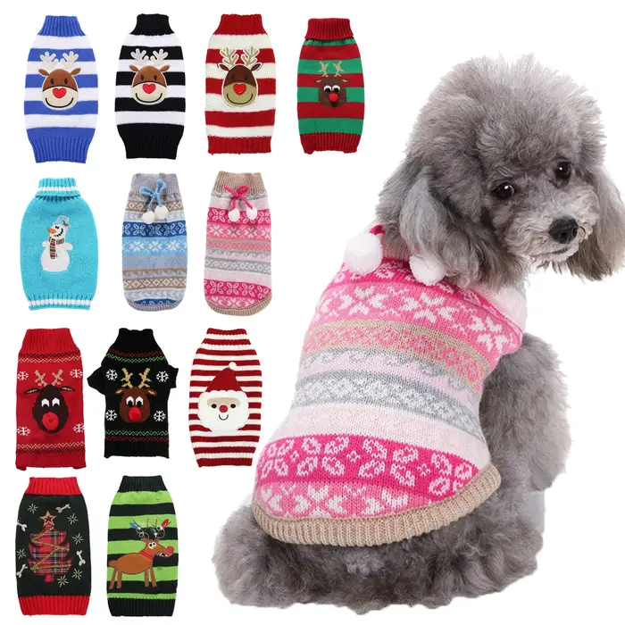 Pull de Noël pour petits chiens – Vêtements tricotés pour animaux de compagnie du Père