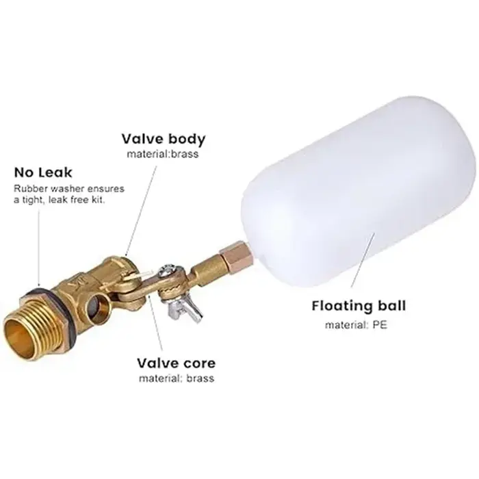 Valve flottante de 1/2 pouce, pour réservoirs d'eau d'élevage, aquariums, valve flottante d'arrêt au