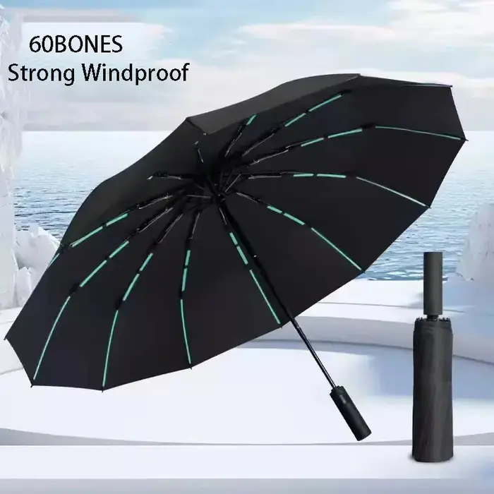 Parapluie Super coupe-vent 60 os, pour tous temps, grande taille, pour hommes et femmes, parapluie d'affaires automatique, Protection UV