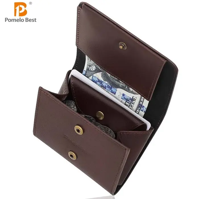 Petit portefeuille Portable pour hommes en cuir de Grain fin, Mini portefeuille Vintage en cuir véri