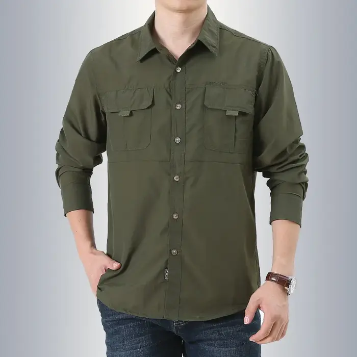 Chemise tactique militaire respirante à séchage rapide pour randonnée pêche et travail hommes multi-poches ajustement parfait