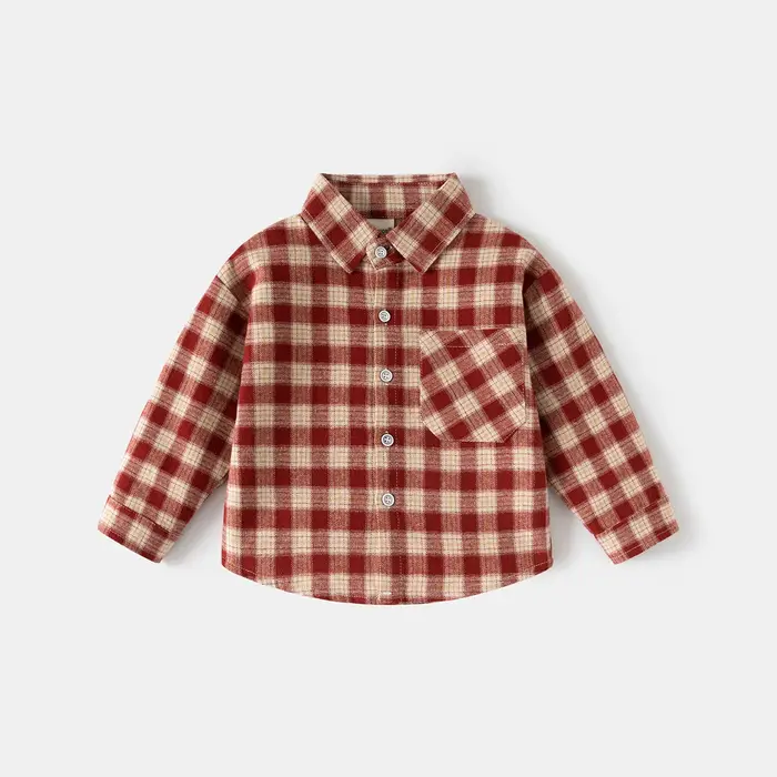 Printemps automne enfants Plaid à manches longues chemise Style coréen garçons filles ample surdimen