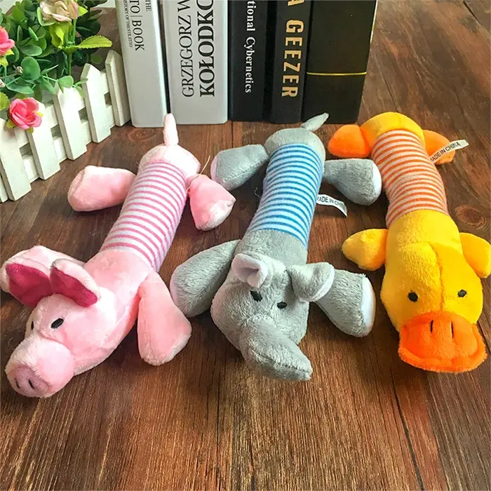Peluche mignon éléphant canard cochon chien chat grincement son