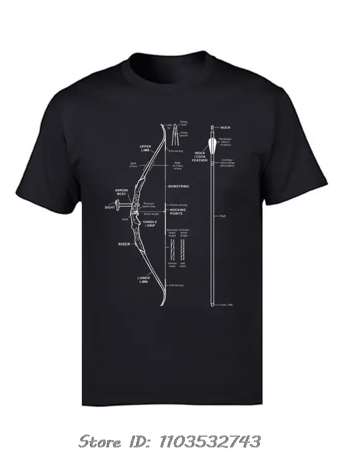 Illustration picturale image T-shirt arc composé tir à l'arc chasse anatomie hommes vêtements Fitnes
