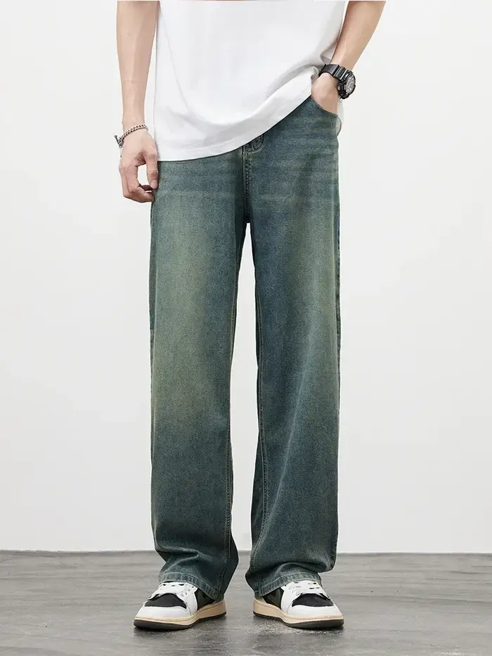 2025 printemps automne nouveaux hommes droit Vintage Fit jean pantalon décontracté de haute qualité 