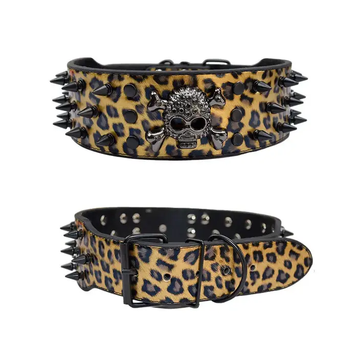 Colliers à pointes en cuir pour chiens de grande et moyenne taille : Pit Bull, Mastiff, Rottweiler, 