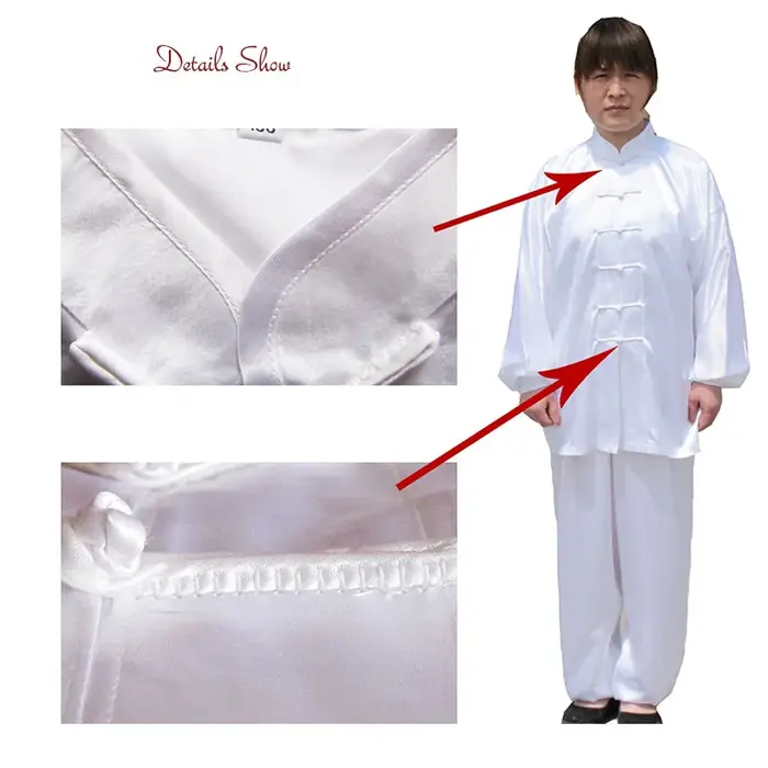 USHINE-Costumes de danse en satin pour enfants et adultes, chapelle Tai traditionnelle chinoise, uni