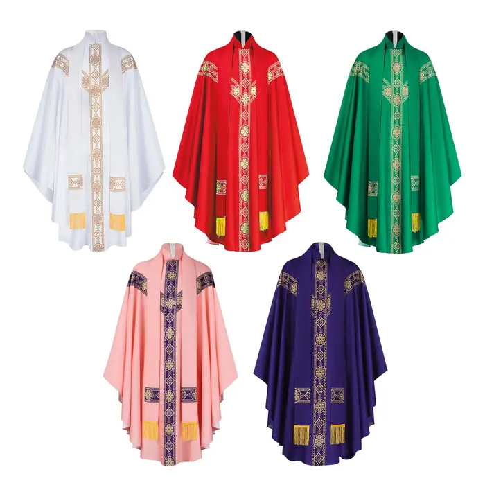 Halloween prêtre Cosplay célébrité chasuble église catholique père masse vestiments Robe avec gland clergé Robe pour hommes Costume