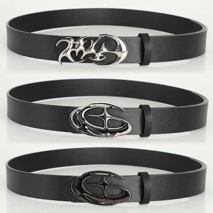 Ceinture Punk à boucle d'aiguille en alliage géométrique pour hommes et femmes, accessoire tendance 