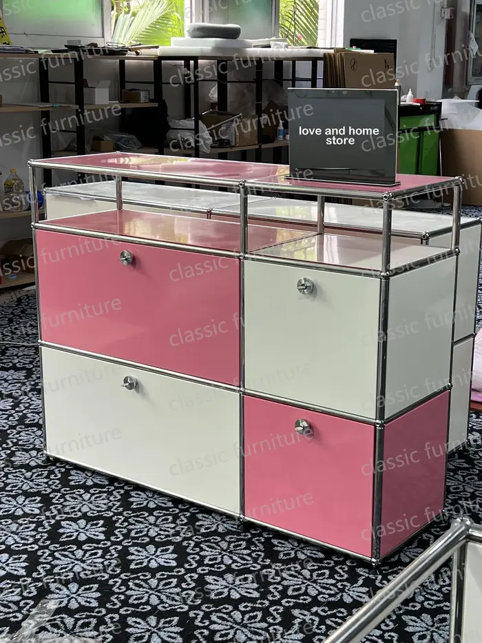 Meubles modulaires personnalisés en métal et acier inoxydable, armoire de rangement, buffet, étagère