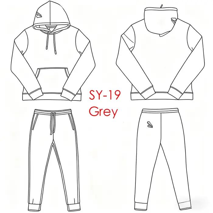 SY-19 unisexe coton survêtement ensemble Streetwear confortable Jogging sweat à capuche et pantalon 