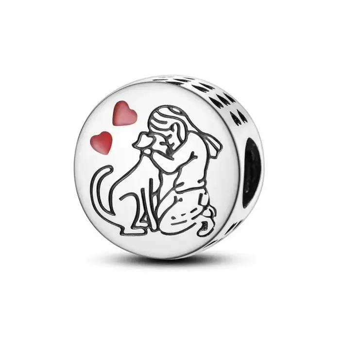 Breloques populaires en argent sterling 925, chiens mignons et symboles d'amour, compatibles avec br