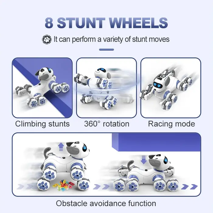 Chien robot RC intelligent, télécommande, chiot électronique, interactif, acrobaties, danse, programmable, jouet bionique, cadeau pour enfants