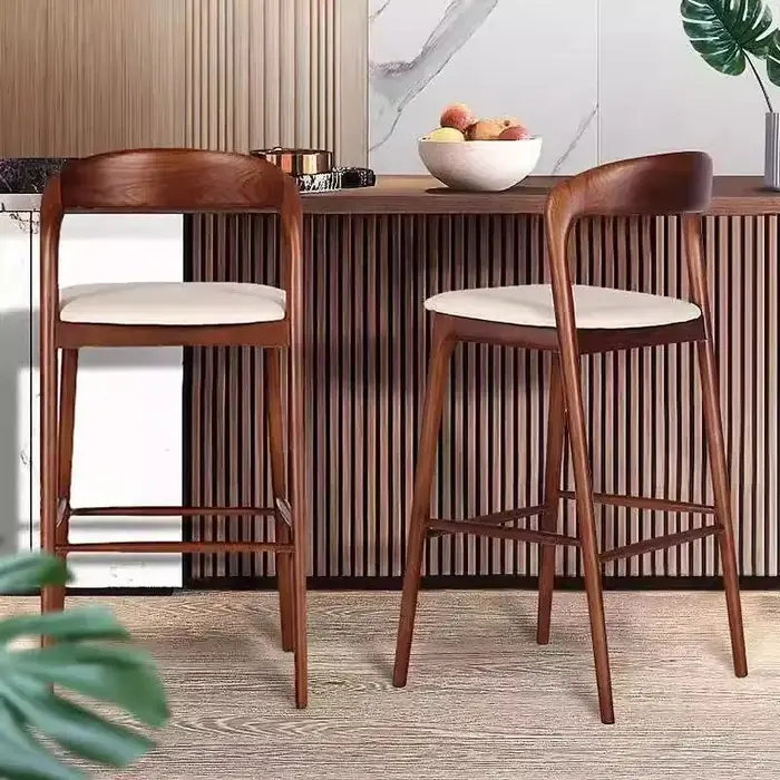 Chaise de Bar en bois nordique, bureaux de réception de luxe de styliste, tabouret haut inhabituel, 