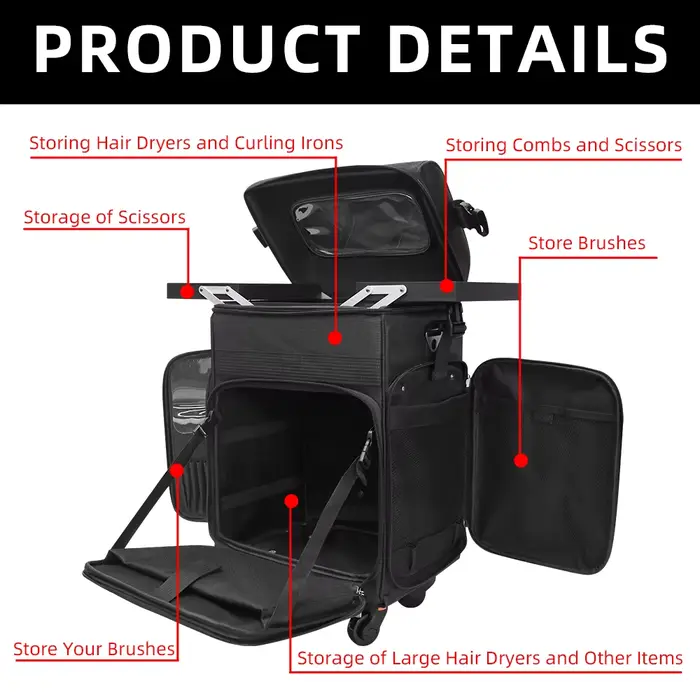Pro Beauty Organizer Trolley Case-maquillage/coiffeur/barbier boîte à outils multifonctionnelle avec