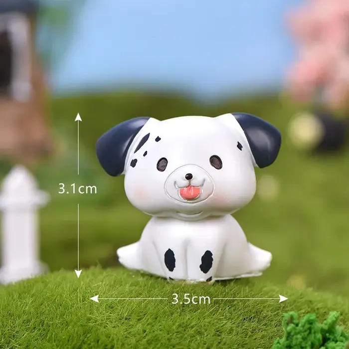 Micro paysage de famille de chiens en résine
