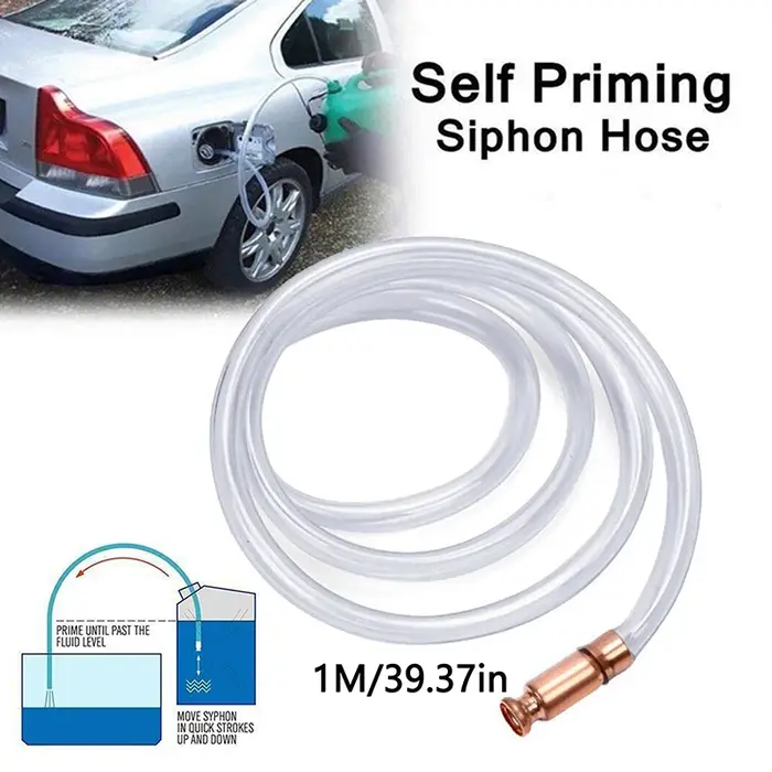 Pompe à siphon à gaz avec tuyau et valve 1/2 pouce pour transfert de carburant essence, pompe auto-a