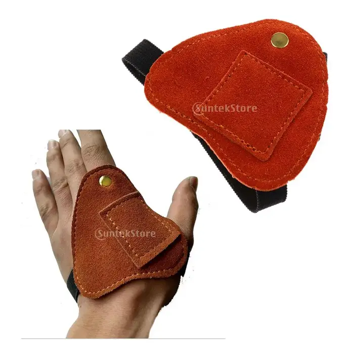 Gant protection main tir à l'arc cuir vachette marron - Équipement protection flèches durable