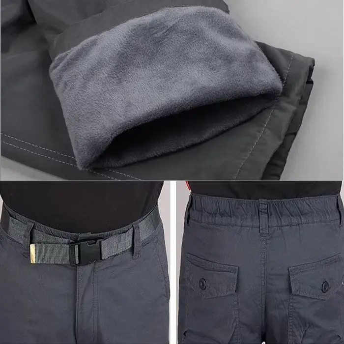 Pantalon cargo hiver homme double couche polaire camouflage épais chasse confortable