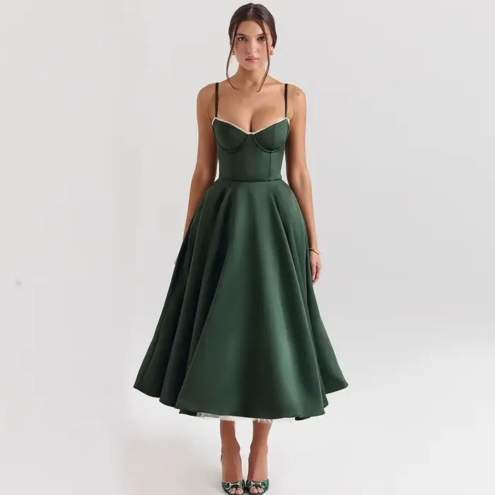 Suninheart été robes de soirée d'invité de mariage femmes vert imprimé fleuri robe Sexy haute fente 