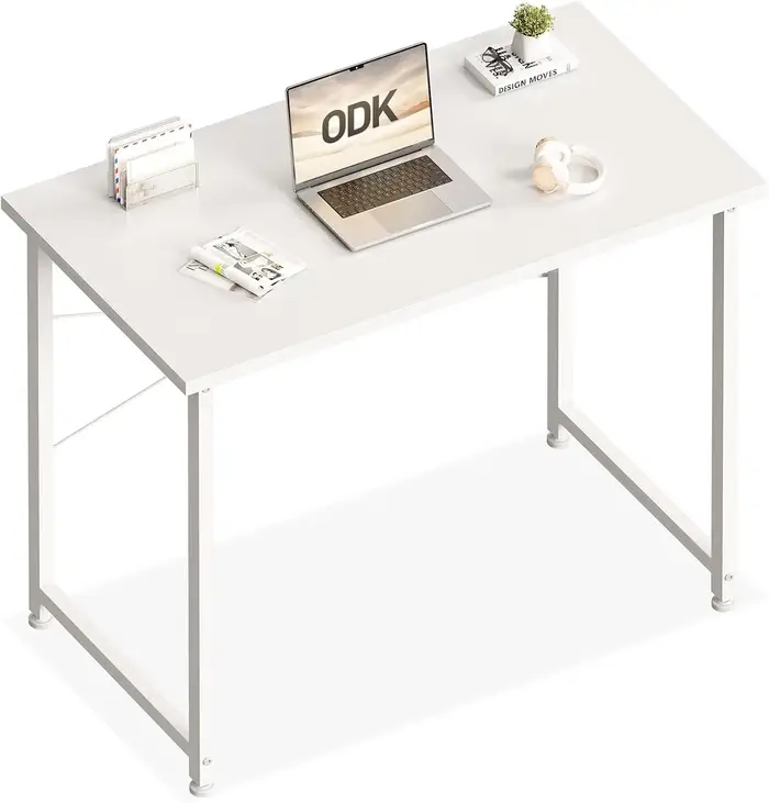 Bureau Coleshome 80x40 cm Blanc Table Ordinateur PC Espace Réduit Bureau Compact Fonctionnel