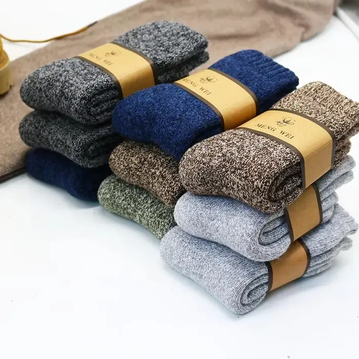Chaussettes chasse hiver laine mérinos homme - Extra épaisses anti-froid - Lot 3 paires qualité Harajuku