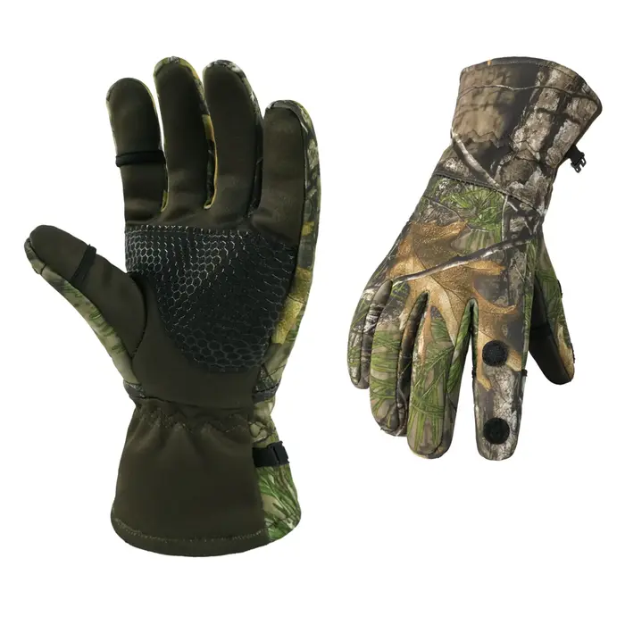 Gants de chasse camouflage bionique unisexe – Doublés en polaire, antidérapants, imperméables et cha