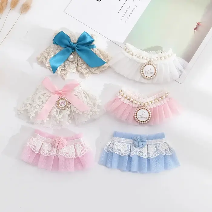 Voile rose pour animal de compagnie collier nœud perlé fête des animaux chiot chien élégant accessoire de cou pour chiots et chiens occasions spéciales