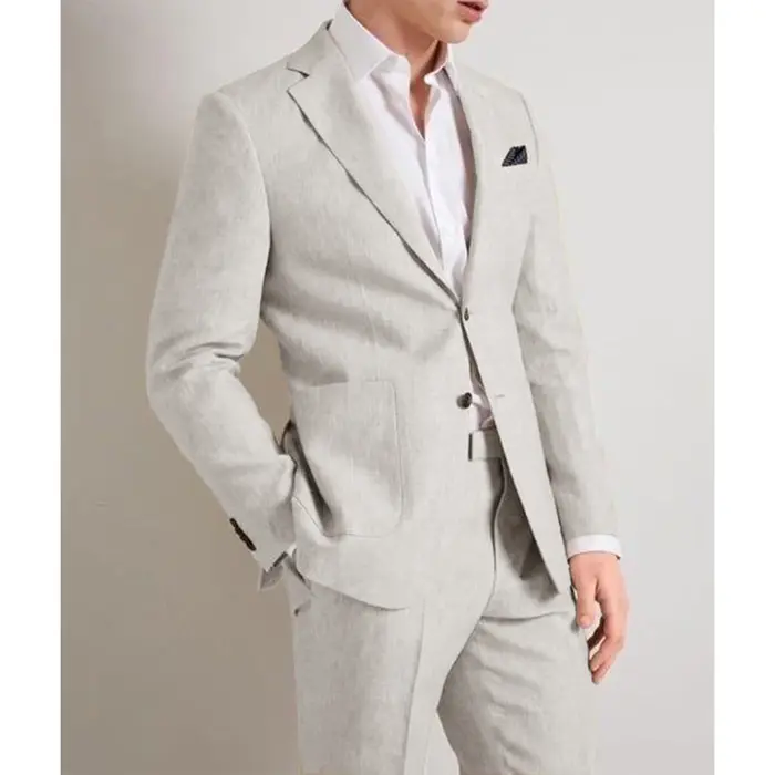 Ensemble Complet Élégant en Lin Fin et Respirant pour Homme, Vêtement Confortable pour Mariage Forme
