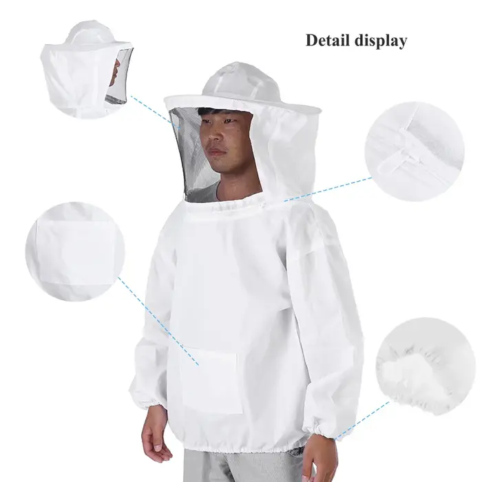 Combinaison d'Apiculture Polyester Gris Clair Veste de Protection Apiculteur Occasions Spéciales Adultes