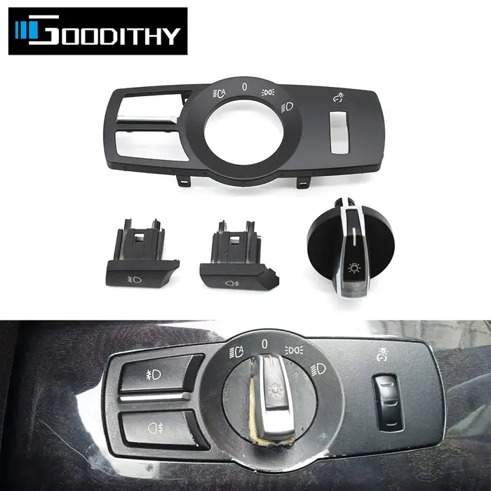 Couvercle de panneau de commande de phare intérieur de voiture, bouton de Rotation de commutateur de