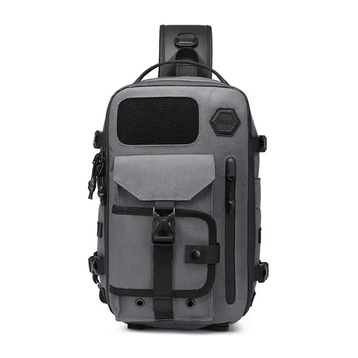 OZUKO-sac à bandoulière pour hommes, sac de poitrine imperméable, sacoche à fermeture éclair, mode s