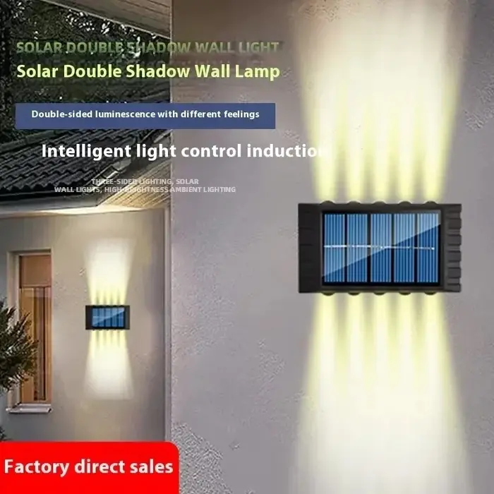 4/6/8/10LED s lampe murale solaire cour rue décor lumière extérieure étanche haut et bas éclairage l